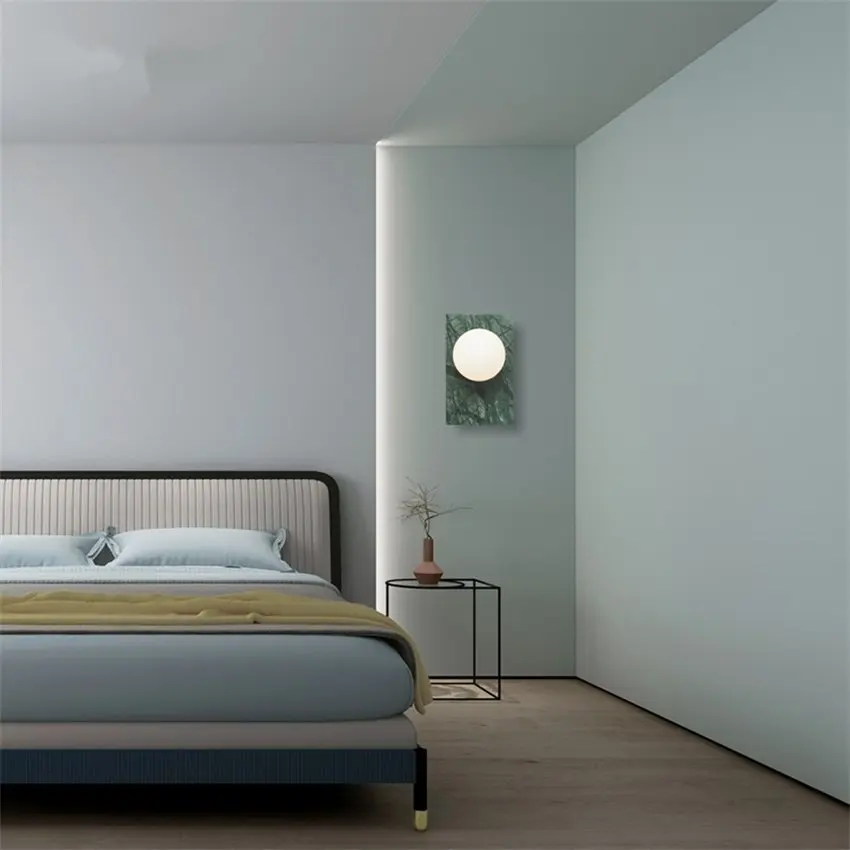 Light luxury green marble wall lamps modern designer glass lamp aisle living room bedroom sconces