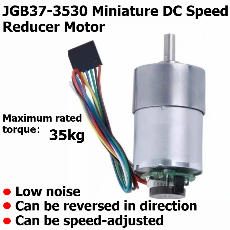 JGB37-3530 Miniature DC Speed Reducer Motor with Encoder, 12V/24V Reversible and Adjustable-Speed Motor