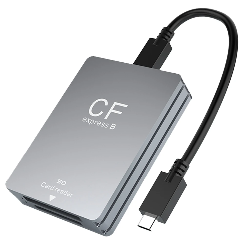 2 in 1 CFexpress Type B&SD Card Reader Portable CF Express Reader USB 3.2 10Gbps Dual-Slot with USB C To USB C/A Cable for SLR