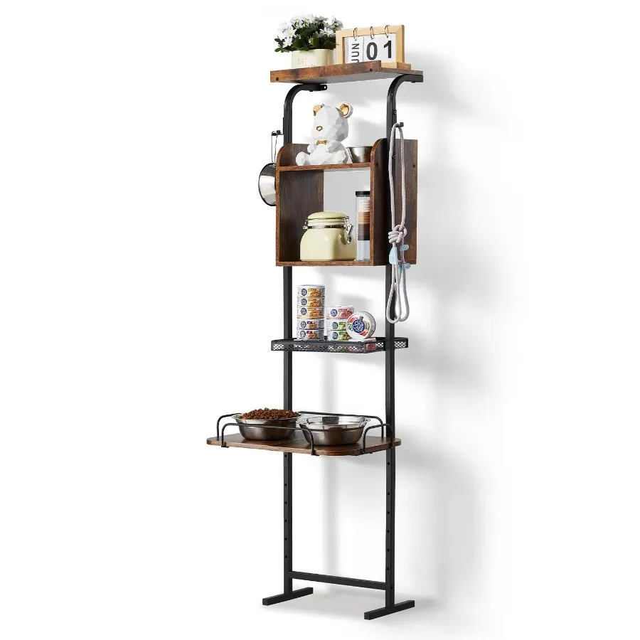 

Pet Feeding Station with Storage Dog Food and Toy Organizer Raised Dog Bowls