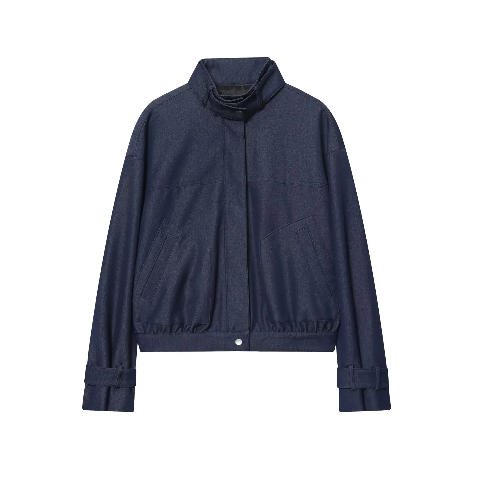 

2025 WOMAN Fashion European and American Style Autumn New Vertical Collar Bomber Jacket Chic Button Coat Outerwear Mujer