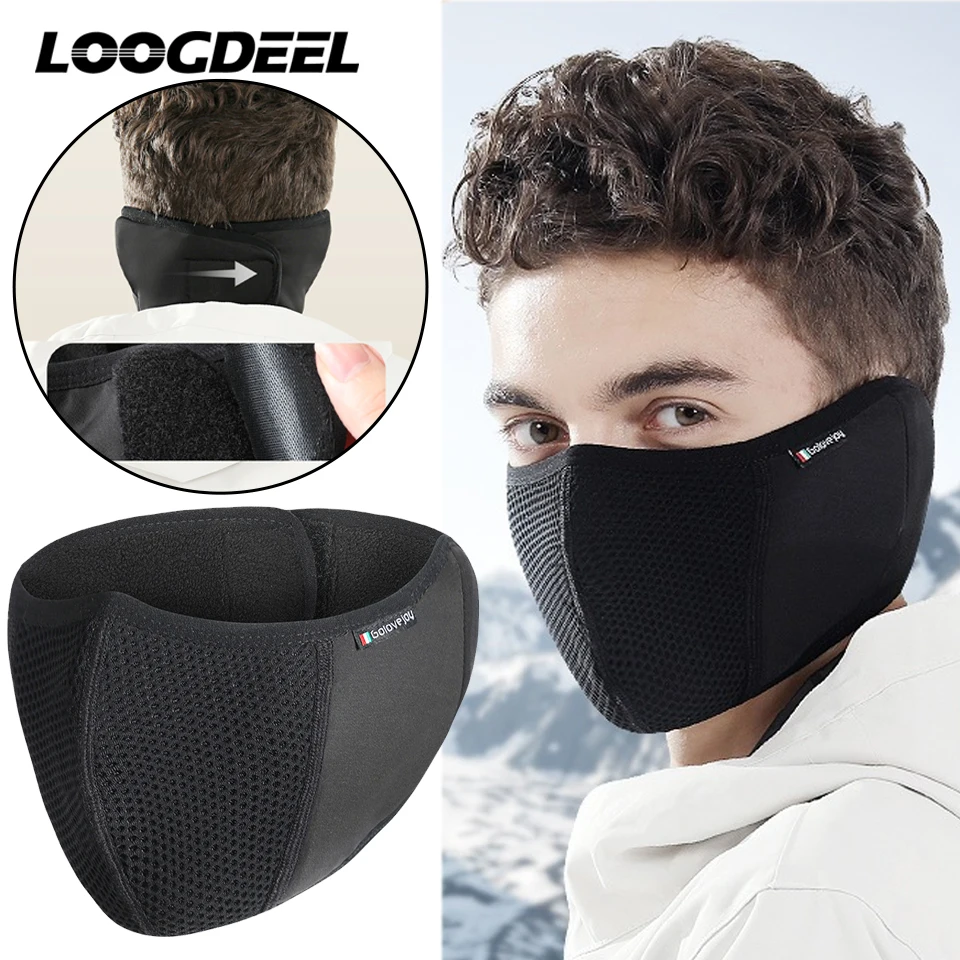 LOOGDEEL-mascarilla térmica reutilizable para deportes al aire libre, máscara de forro polar cálida a prueba de viento para ciclismo, esquí,