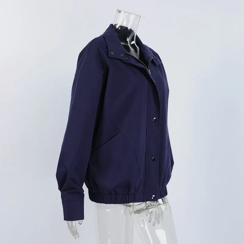 Loose Off-the-shoulder Simple Casual Versatile Commuting Jacket Women Workwear-style Stand-up Collar Jacket Women Autumn/winter