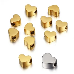 5pcs No Fade Stainless Steel Heart Beads for Jewelry Making DIY Gold Color Spacer Beads for Bracelet Necklace Chain DIY Handmade