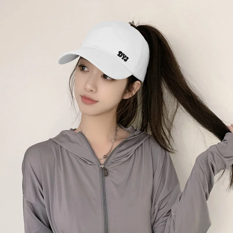 Summer Sun Hat with Semi-Circular Top and Baseball Cap Style for Ladies, Suitable for Tying a Ponytail for Street Photography, M