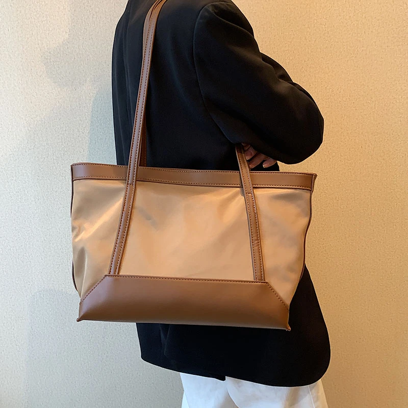 

2023 New Fashionable Message Simple Shoulder Women Bags Oxford Cloth Multi-function PU Leather Soft Leisure Shopping Big Pockets