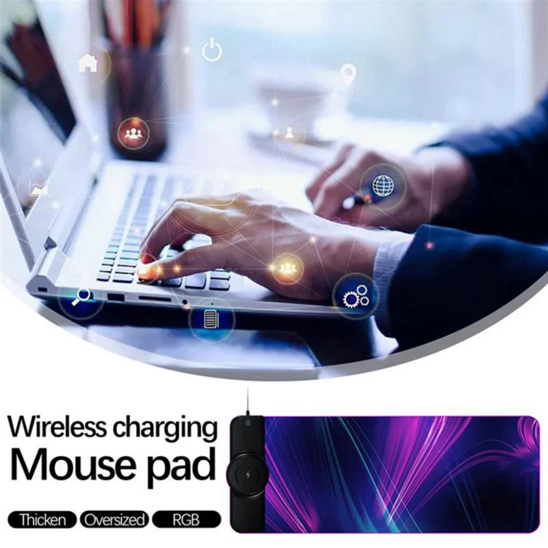 Imagem -03 - Rgb Wireless Charging Mouse Pad Gaming Mice Mat Casa e Escritório pc Desktop Carregador Portátil Substituição Powerplay Soft Anti-slip