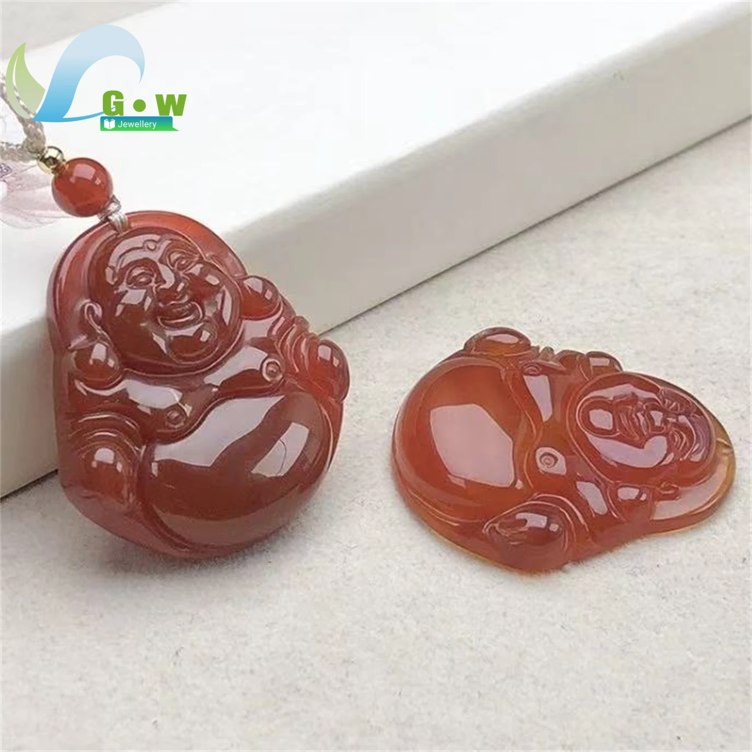 Natural Multi Color Agate Chalcedony Maitreya Buddha Pendant Laughing Buddha Hanging Charm Necklace Women Gemstone Jewelry Gift