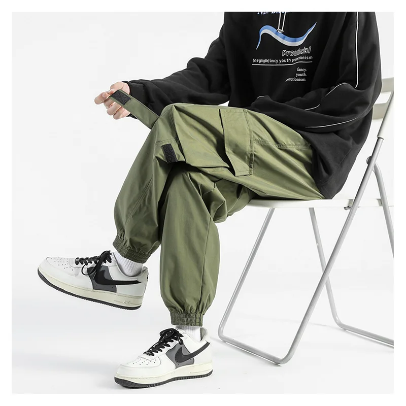 

Autumn Sportswear Pants Men and Women Bunched Feet Outdoor Versatile Casual Trousers Male Joggers Multi-Pockets Black Cargo Pant