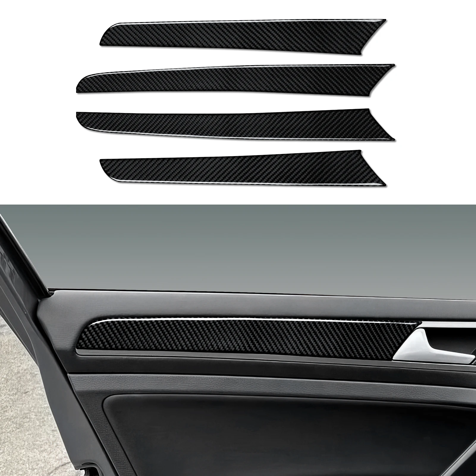 For VW Golf VII MK7 GTE GTI R Variant, Car Door Decorative Strips Panel Protect Carbon Fiber Interior Sticker Trim Accessories