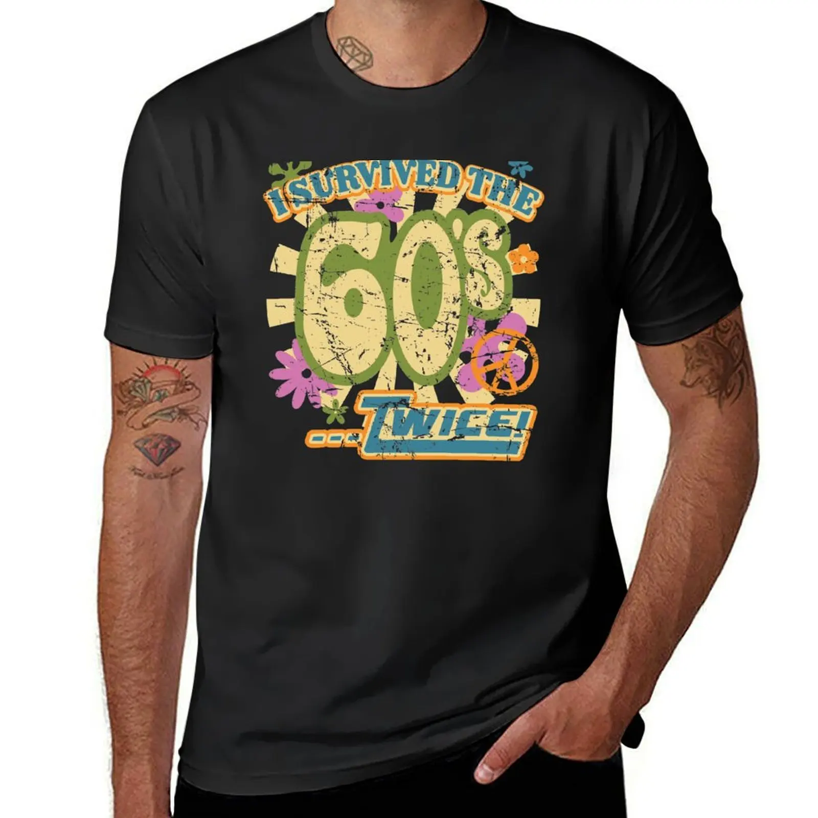 I survived the 60's ....Twice T-Shirt new edition funnys Blouse mens graphic t-shirts