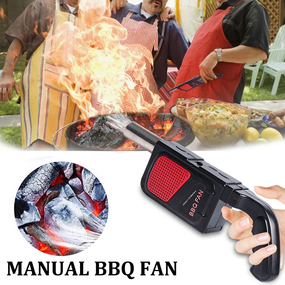 Electric BBQ Fan Air Blower For Outdoor Camping Barbecue Picnic Portable Handheld Ventilator Grill Barbecue Cooking Accessories