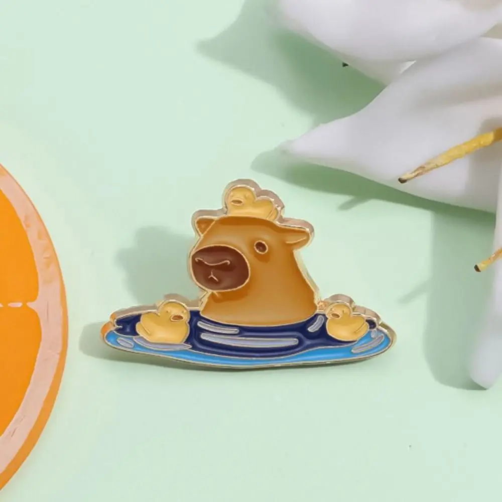 Animal Capybara Brooch Emoticon Pack Cartoon Cartoon Pin Brooch Cute Electroplating Capybara Alloy Badge Clothing Accessories