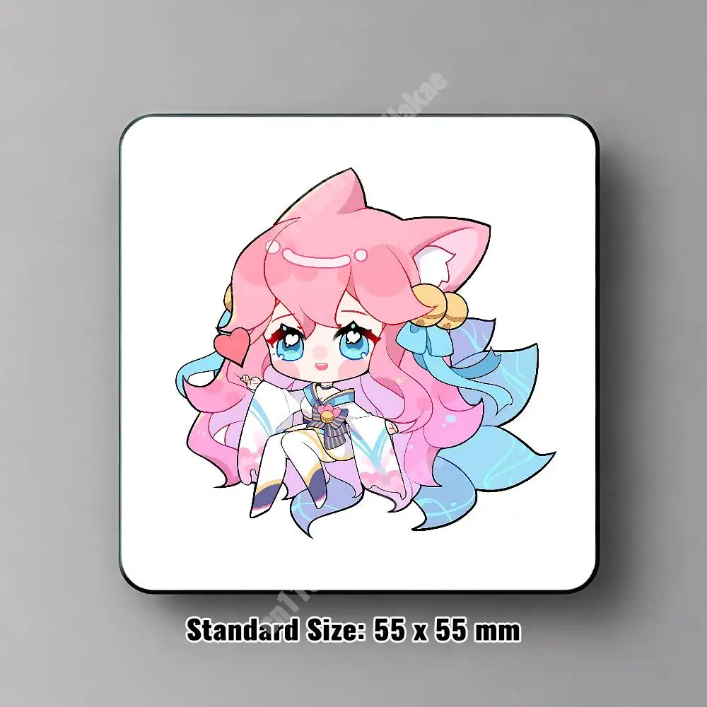 A-Ahri Nine-Tailed Fox Faker Chovy Magnetic Sticker Reflective Fridge Decal for Metal Surfaces Magnet Sign