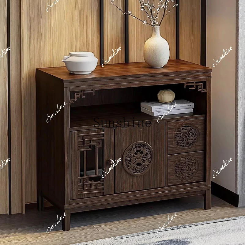 Household New Chinese Solid Wood Tea Cabinet Kettle Integrated Office Tea Table  FT