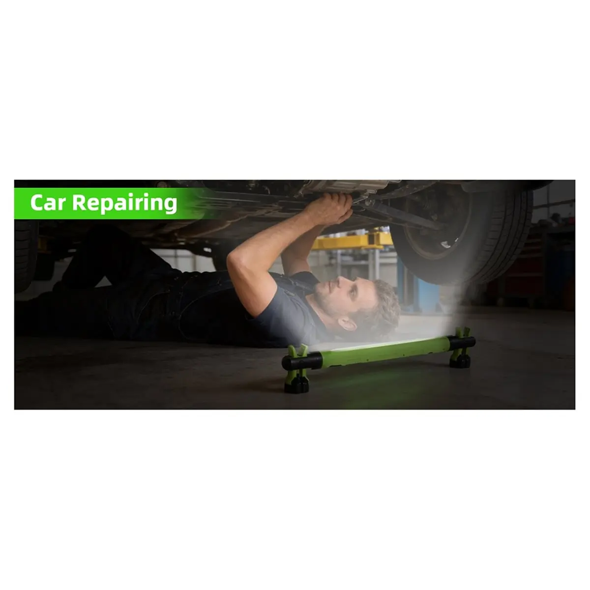A43TBG Rechargeable LED Work Light 52cm Under Hood Light Bar Magnetic COB Trouble Light 360° Swivel Hook for Car Repair Camping