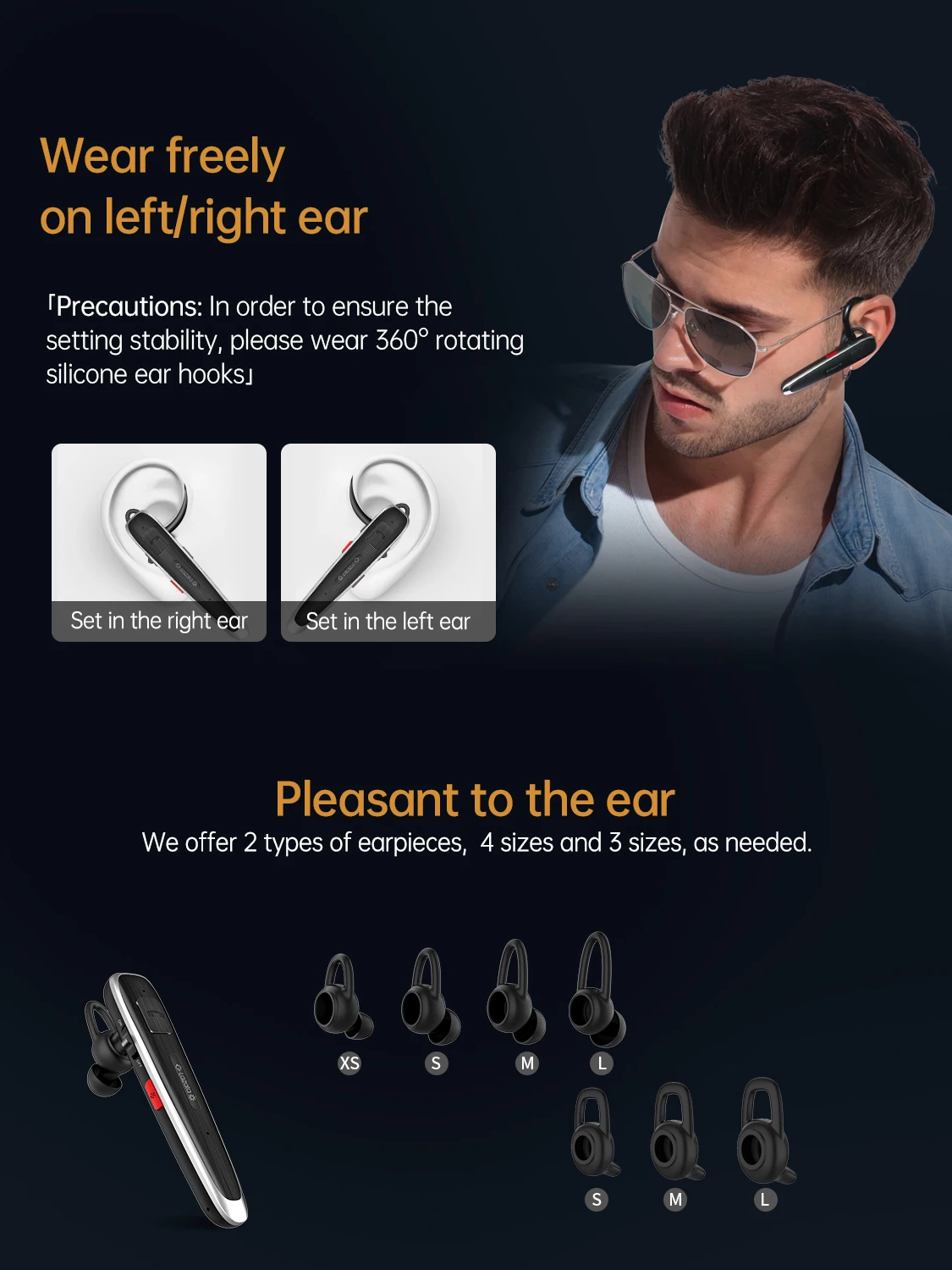 Wireless Bluetooth Headphone 5.1 Earphones Headset with Dual Mic Hands-Free Noise Canceling Earpiece for Driving/iphone/xiaomi