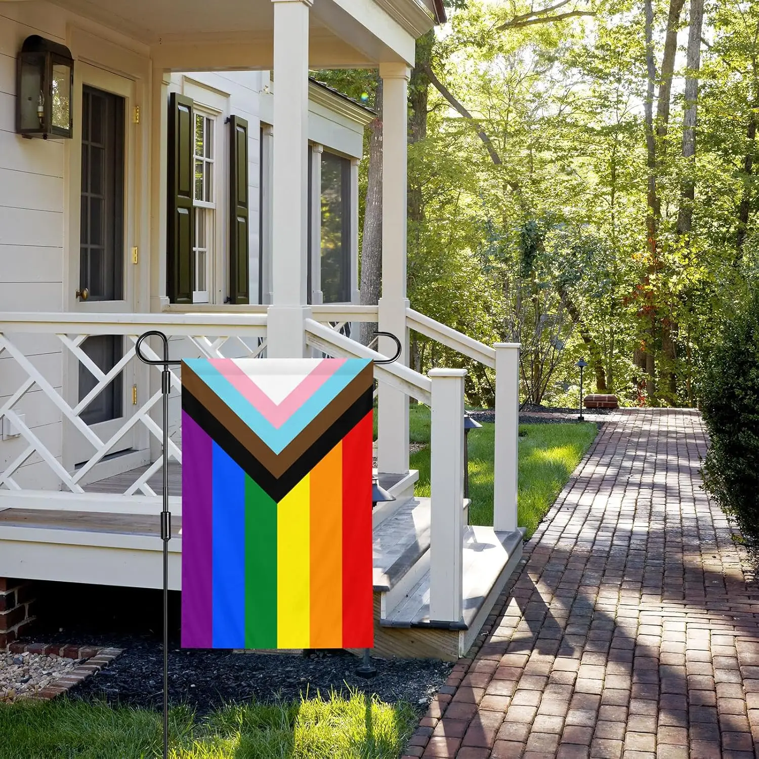 أعلام حديقة قوس قزح من برايد - ساحة التقدم الشامل علم صغير 12 × 18 بوصة للمثليين المثليين المتحولين جنسيا الموسمي خارج العقدة XAA #5