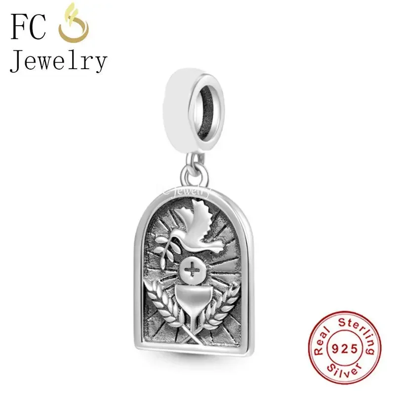 FC Jewelry Fit Original Pan Charms Bracelet 925 Sterling Silver Dove Church Confirmation Pendant Bead For Making Women Berloque