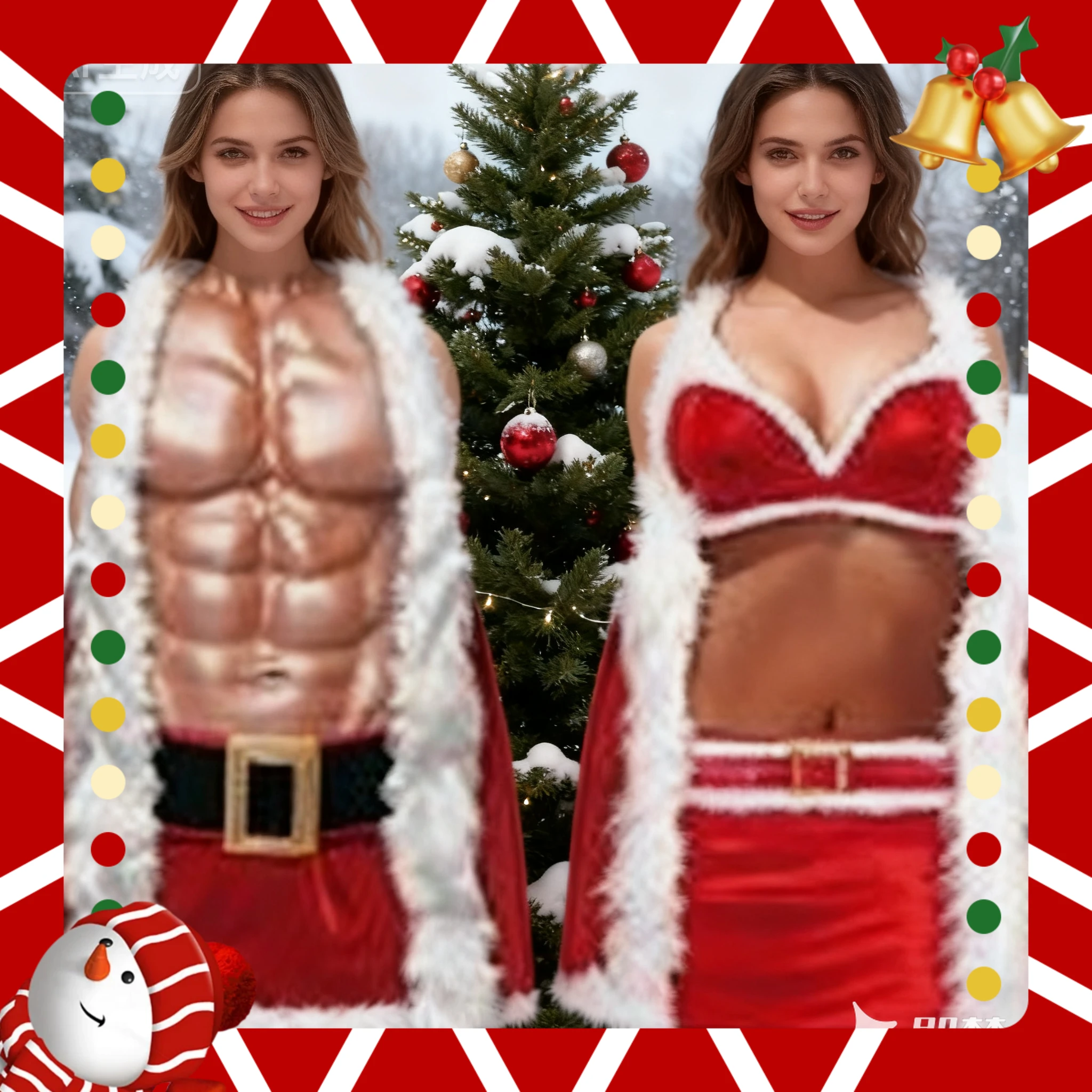 

2-Pack Christmas apron, couple style, suitable for men and women, can be used for Christmas Apron Funny couple sexy apron