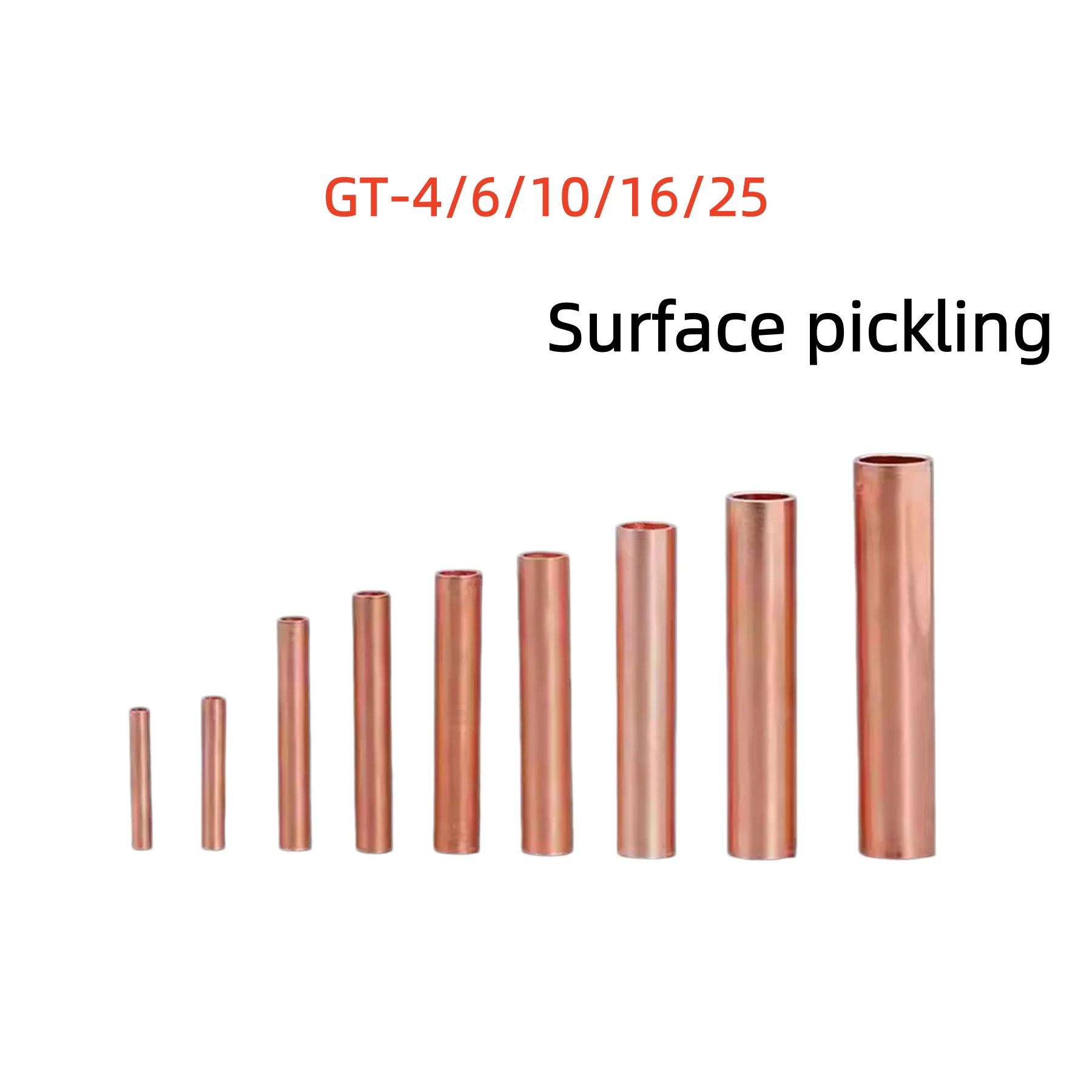 GT – Copper tubing connector, cable connector, small copper tubing, center joint, quick-crimp terminal φ1.5/2.5/3/4 100PCS
