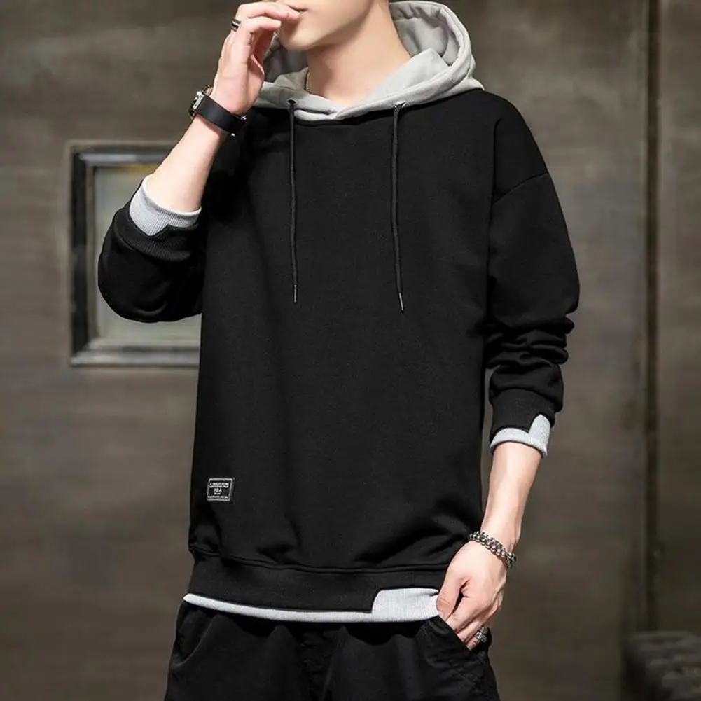 Chic Men Hoodie Casual Drawstring Young Korean Style Winter Hoodie Hat Men Autumn Hoodie for Work