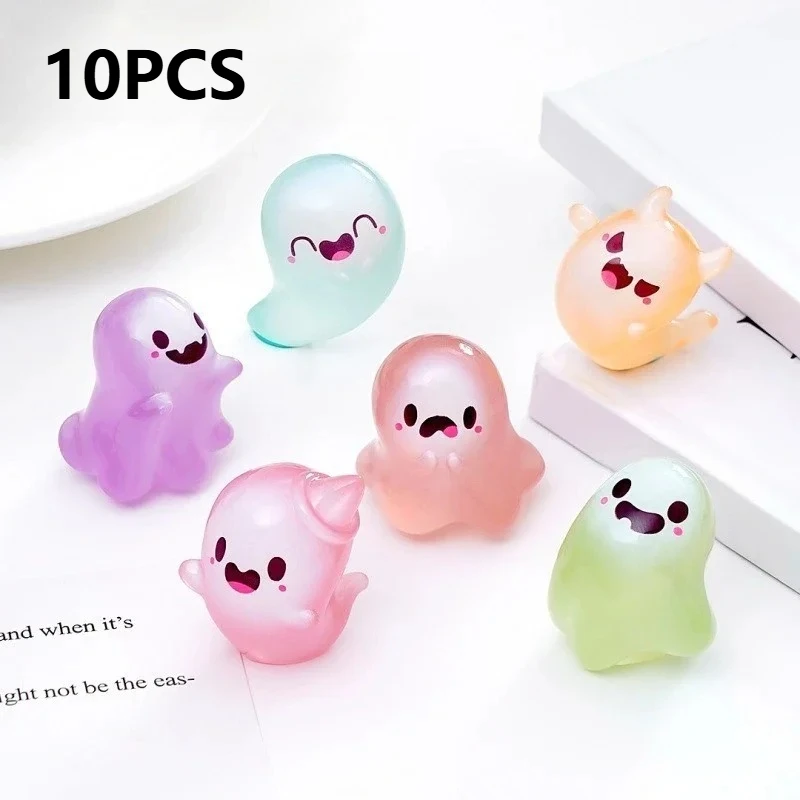 10× Cute Luminous Ghost Mini Figurines Halloween Glow‑in‑the‑Dark Ghost Ornament DIY Desk Micro Landscape Decor Miniature Statue