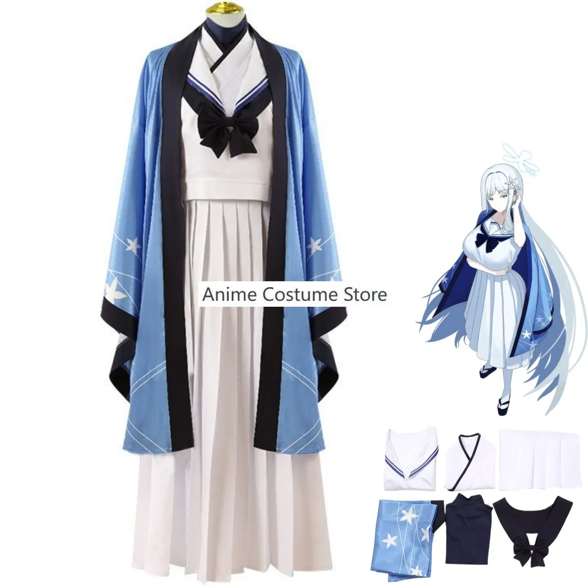 

Anime Game Blue Archive Goryou Nagusa Cosplay Costume Printing Cape JK Uniform Skirt Woman Sexy Kawaii Halloween Carnival Suit