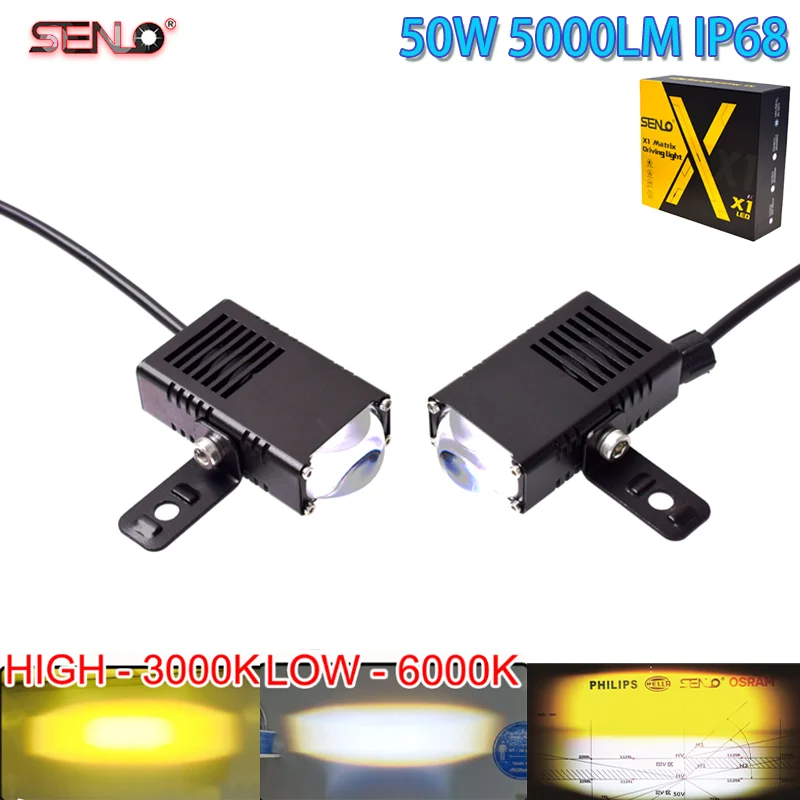

SENLO Wholesale T1Plus Thin Small Size Blue Lens Car Bumper 50W Led Fog Light Motorbike Auto Light ODM Car Lights Accessories