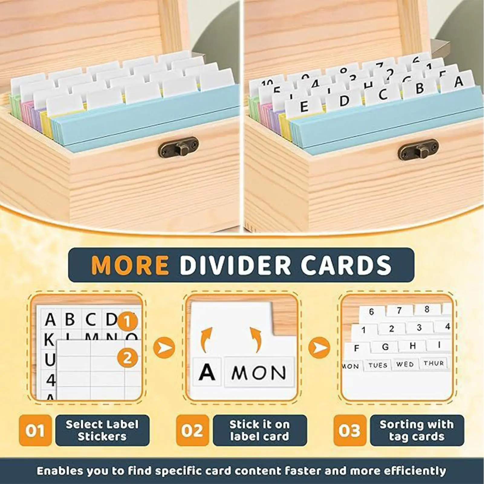 Almacenamiento de tarjetas de índice, caja porta tarjetas de notas de madera, suministros de estudio, estuche organizador de tarjetas flash para tarjetas de notas, sobre de papel, postal