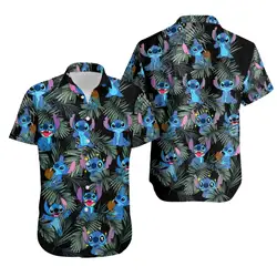 Lilo Stitch Hawaiian Shirt Summer Men's And Women's Fashion Short-sleeved Shirts Disney Casual Beach