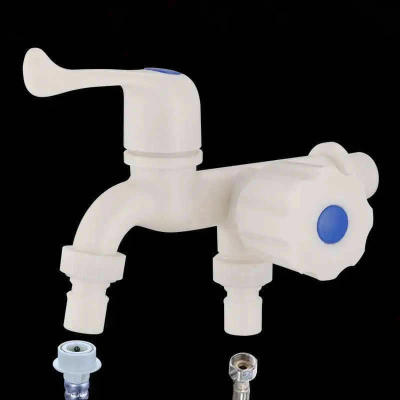 Dual Outlet G1/2 Inch Water Tap Independent Control with Hose Adapters for Kitchen Bathroom Laundry Sink Use