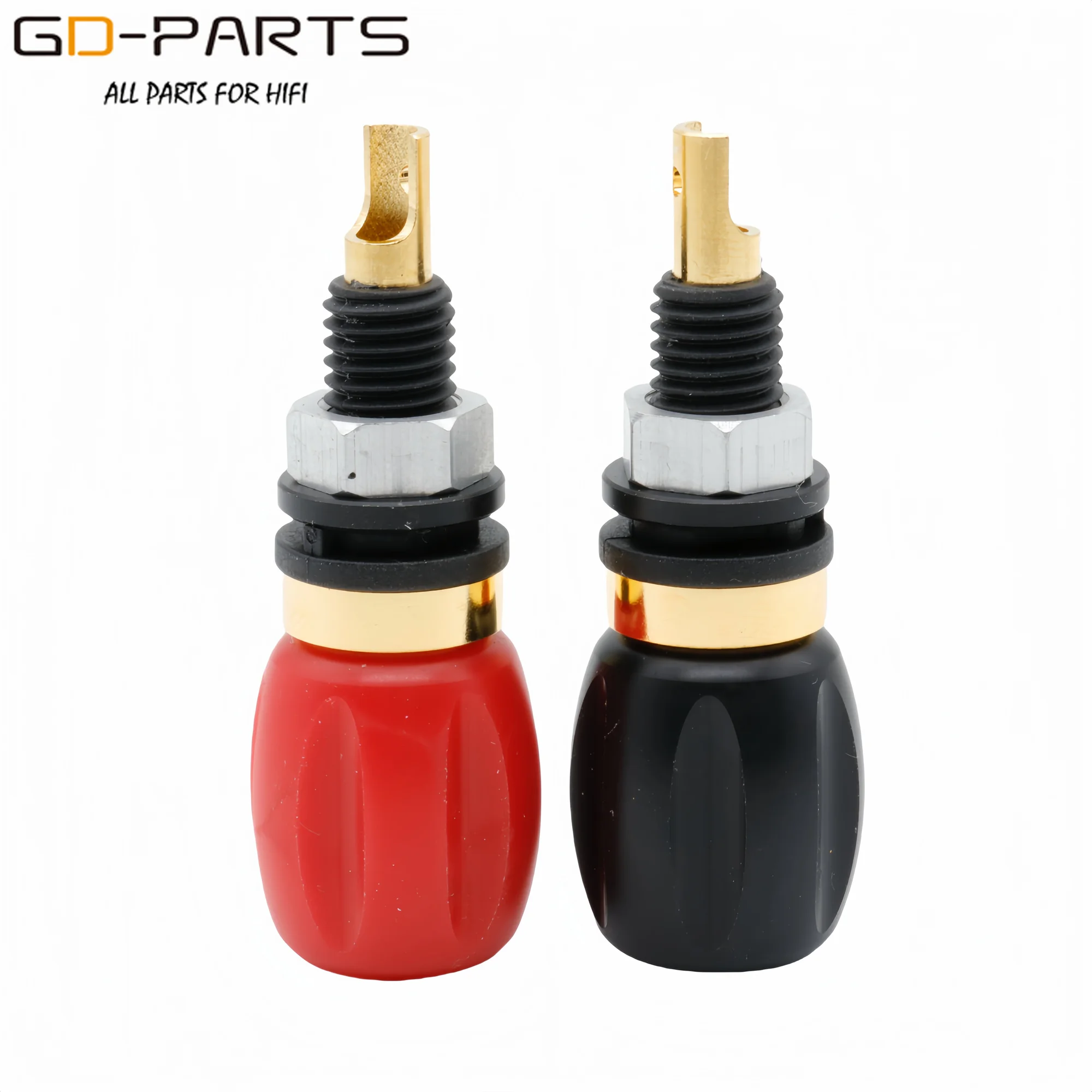 EIZZ Gold Plated Copper Speaker AMP Binding Post Terminal PTFE Female Banana Jack Connector Screw Lock Hifi Audio DIY