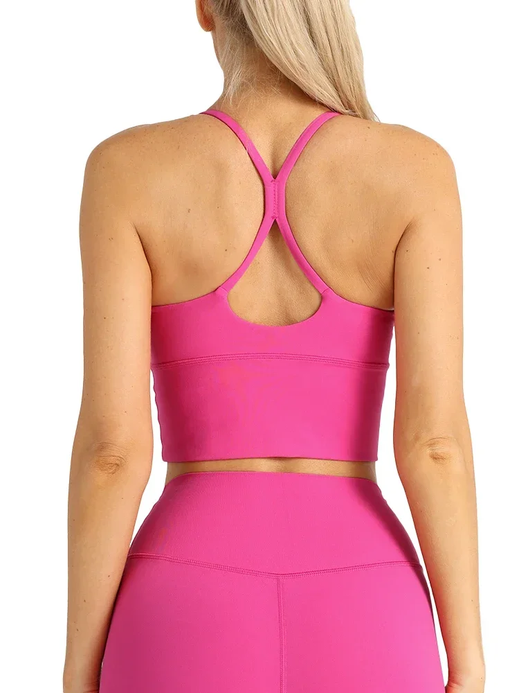 Solid Color Women Gym Yoga Naked Feeling Sexy Cross Back Y shape Sports Bra Fitness Yoga Jogging Workout Sports Women Sling image 6