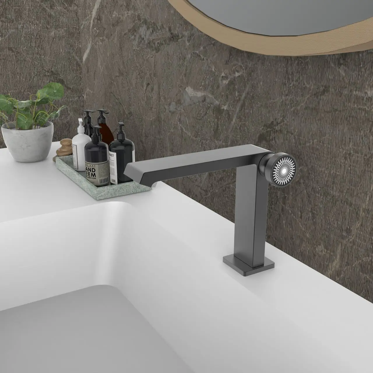 New Bathroom Basin Faucet Brass Sink Mixer Cold And Hot Gray Water Mixer Sink Tap New Arrival