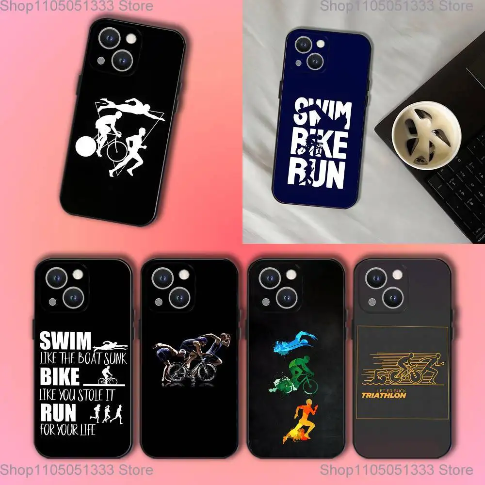 

Triathlon Swim Bike Run Tri Life Phone Case For iPhone 16,15,14,13,12,11,Pro,XS,Max,XR,Plus,E,SE4,Mini Black Soft Cover