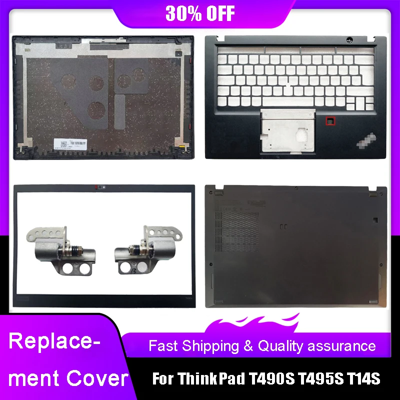 New Laptop LCD Back Top Cover For Lenovo ThinkPad T490S T495S T14S Front Bezel Palmrest Upper Bottom Case Hinges Rear Lid Black