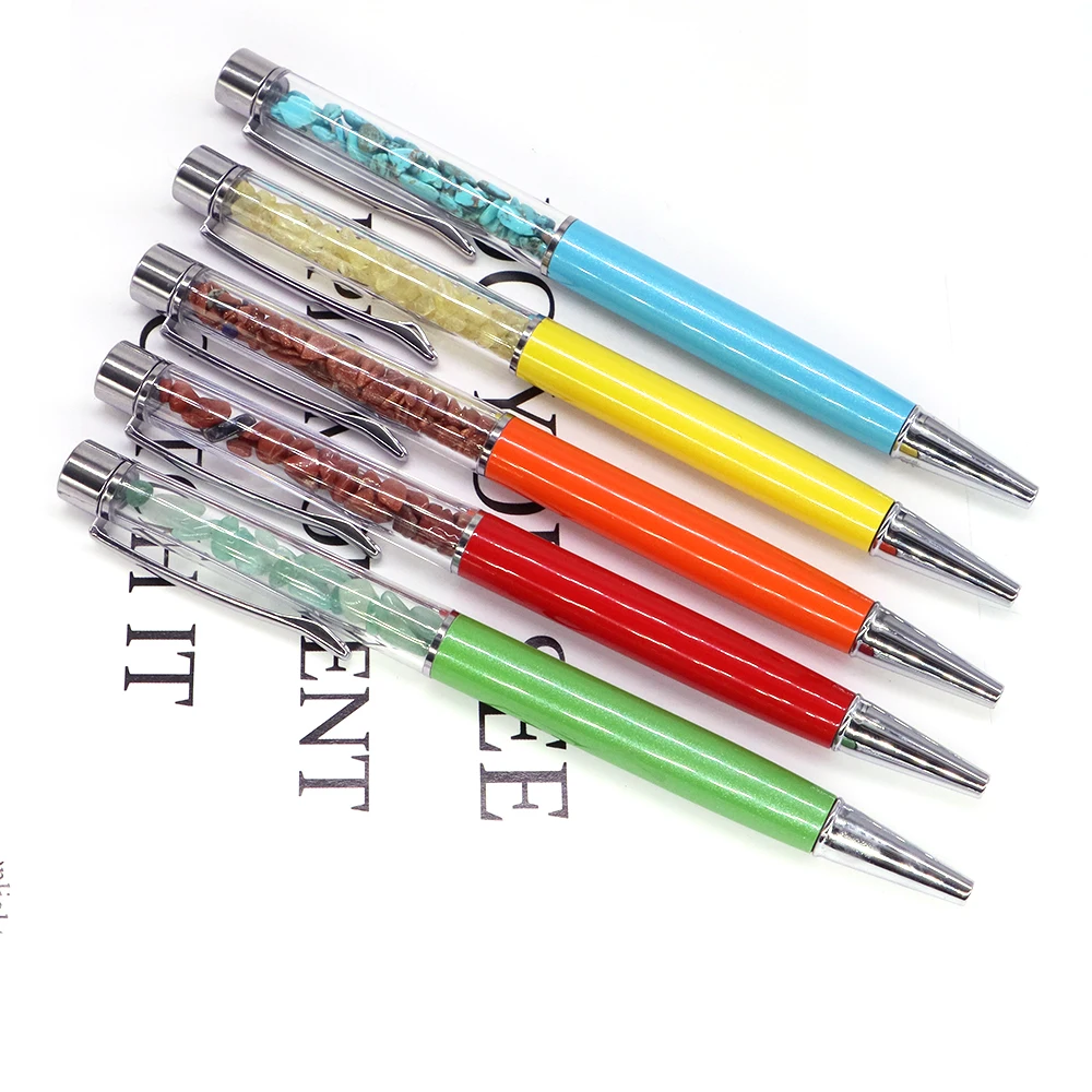 Natural Stones Healing Crystals Energy  Agate Gem Ballpoint Pen Student Stationery Study Supplies Office Business Fashion Gifts