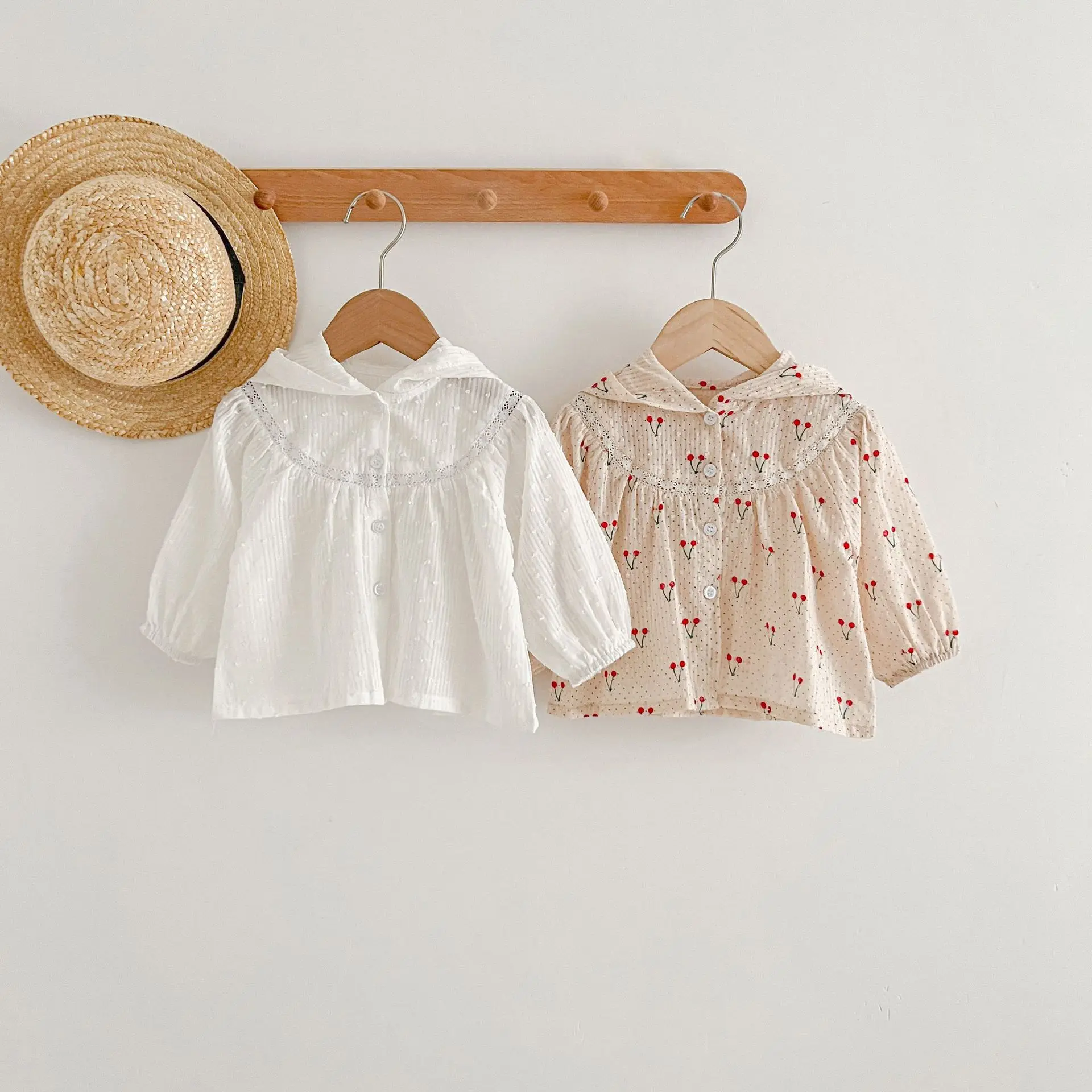 Summer Newborn Infant Baby Girls Thin Sun Protection Clothing Cherry Printing Hooded Coat Ventilate Jacket Kids Baby Clothing