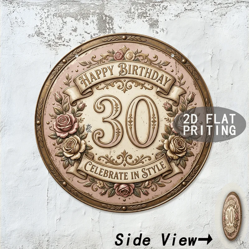 Multistyle Round Metal Tin Sign Vintage Birth Year Floral Christmas Travel Limited Edition Retro Wall Plaque for Home Bar Gara