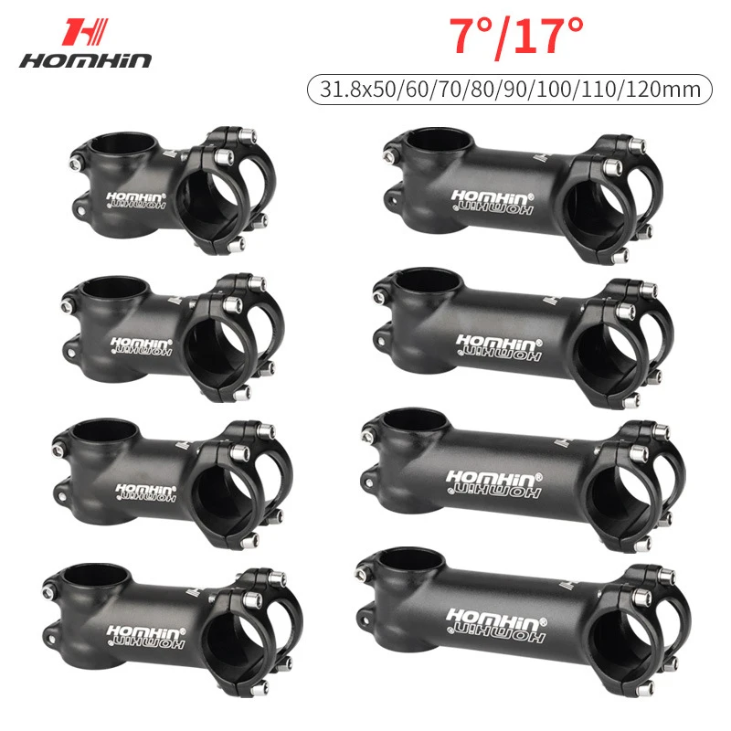 Homhin MTB Bicycle Handlebar Stem 7 Degree  17 Degree Aluminum Mtb Stem 50mm-120mm Mtb Power 31.8mm Mtb Bike Table Bicycle Parts