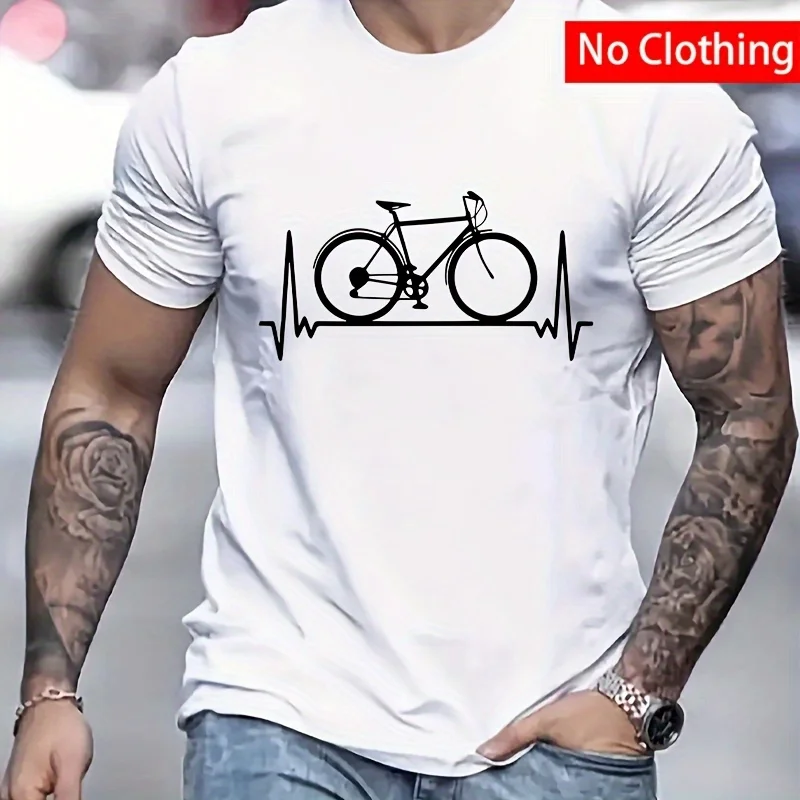 Women's Bicycle Theme Pattern T-shirt Humorous and Casual Round Neck Top for Summer Regular Wear and Personalized Top