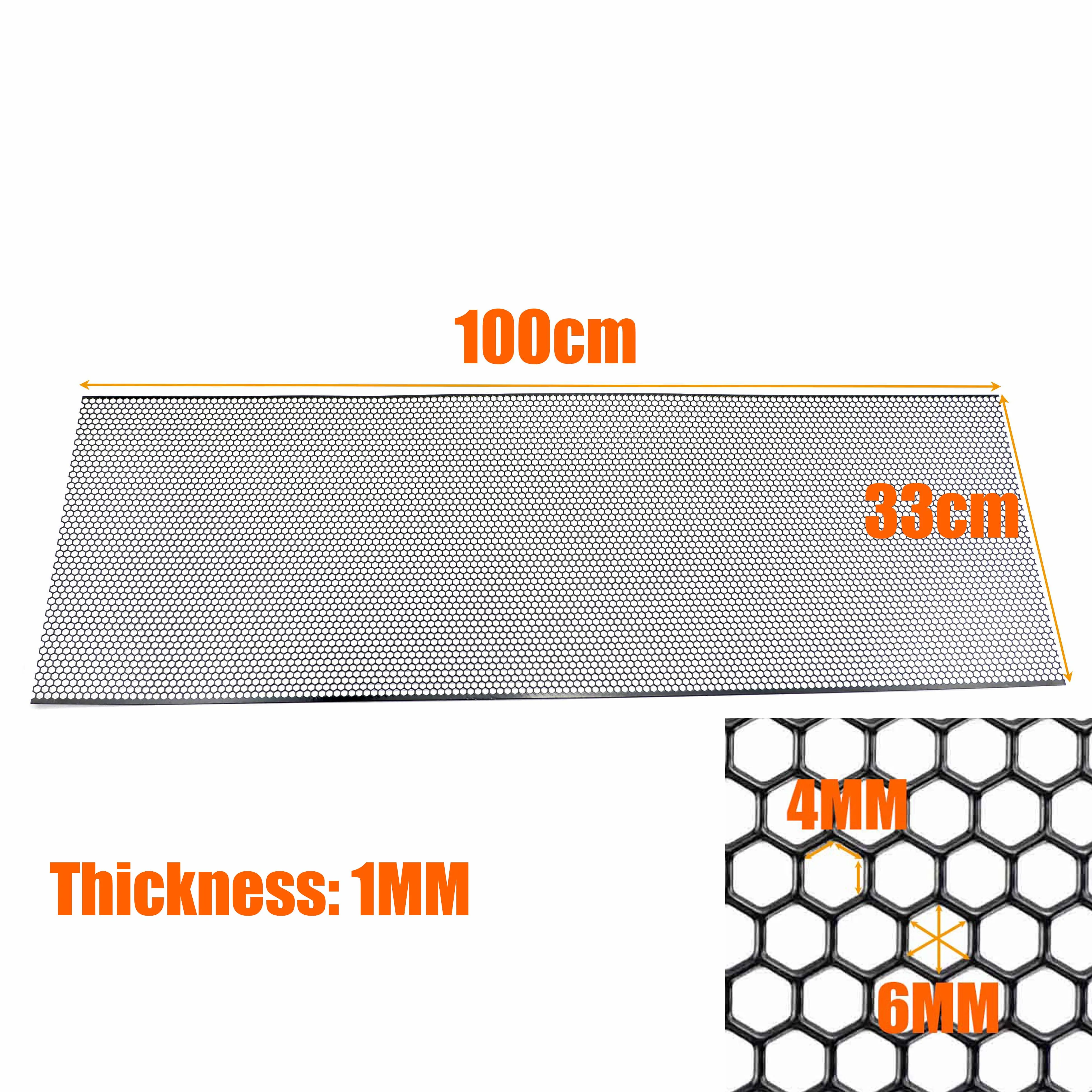 100cmx33cm Aluminum Grille Mesh Grill Cover Car Bumper Fender Hood Vent Grille Net Grid Ventilation Grille 6mm Hole Hexagon DIY