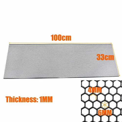 Imagen 2 del producto Rejilla de aluminio de 100cm x 33cm, cubierta de rejilla de malla para parachoques de coche, guardabarros, rejilla de ventilación, rejilla de ventilación, agujero hexagonal de 6mm, bricolaje