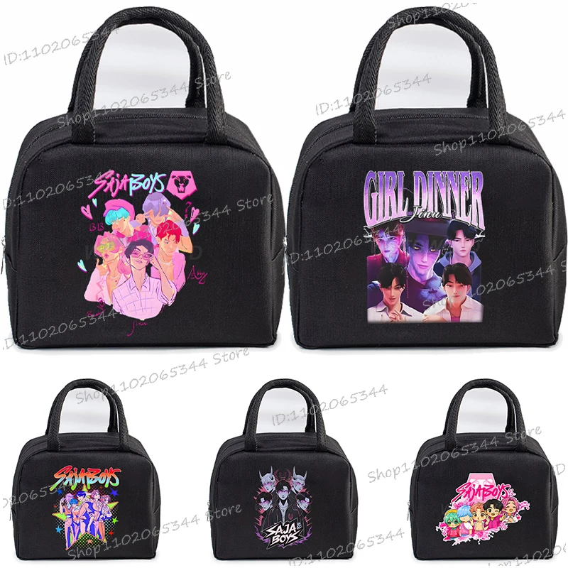 

KPop Demon Hunters Print Insulated Lunch Bags Women Kids Cartoon Thermal Lunch Tote Bags Picnic Food Preservation Lunch Box Bag