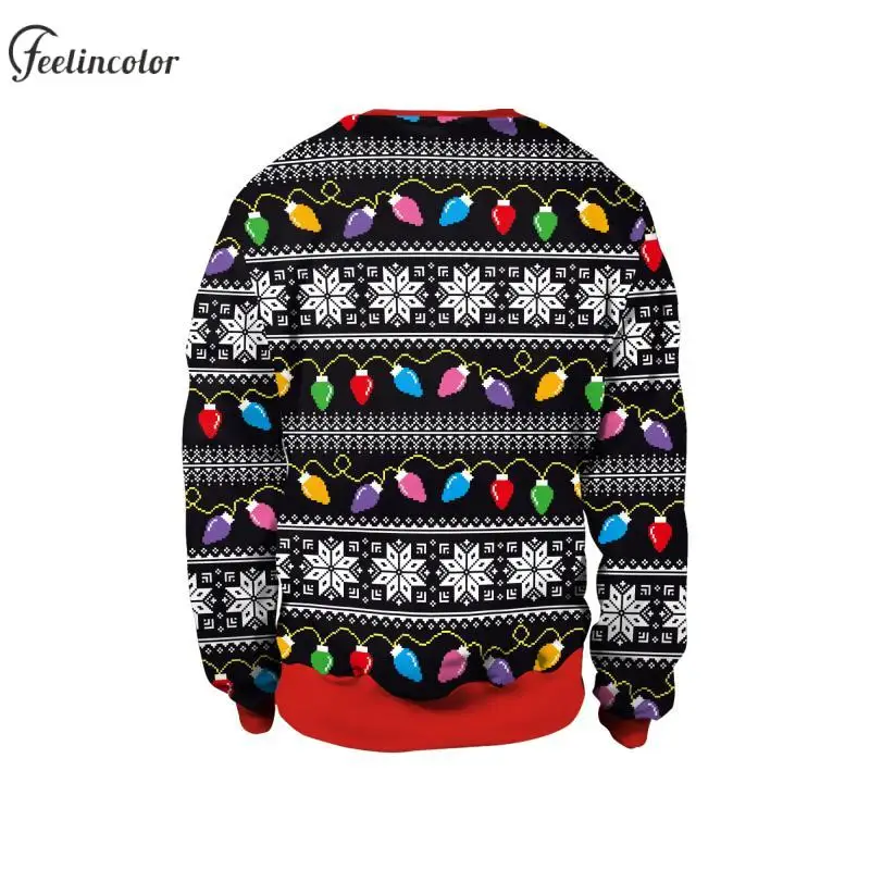 Santa Claus Print Men Ugly Christmas Sweatshirts Riding A Unicorn Graphic Pullover Red Crewneck Hoodies Autumn Couple Streetwear