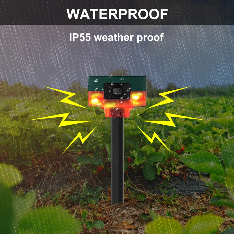Solar Infrared Motion Sensor Alarm Detector Waterproof 129DB Siren Strobe Light Outdoor Animal Repeller Garden Security Alarm