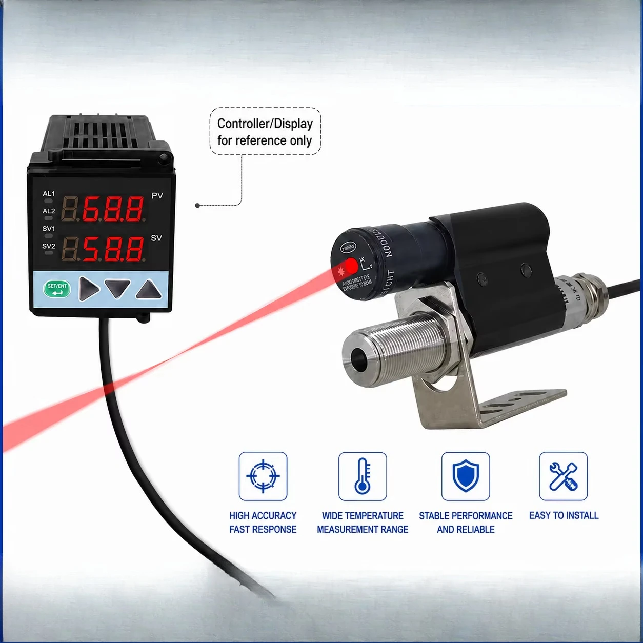 Aice Tech ABSD-01A  Non-contact Temperature Sensor High Range IP65 Stainless Steel OEM Temperature Controller Optional