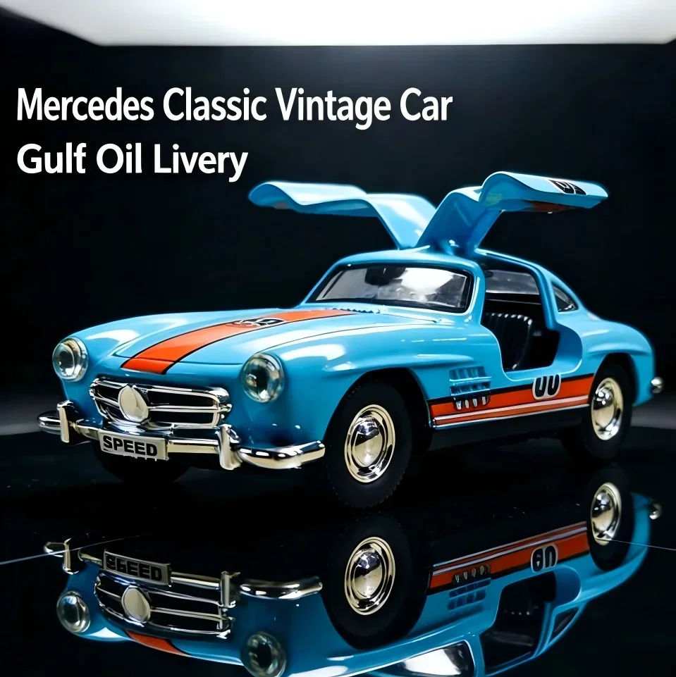 1:36 Vintage Classic Race Car Alloy Diecast Replica Pull-Back Function Openable Doors Hobby Vehicle High-end Gift Home Decor