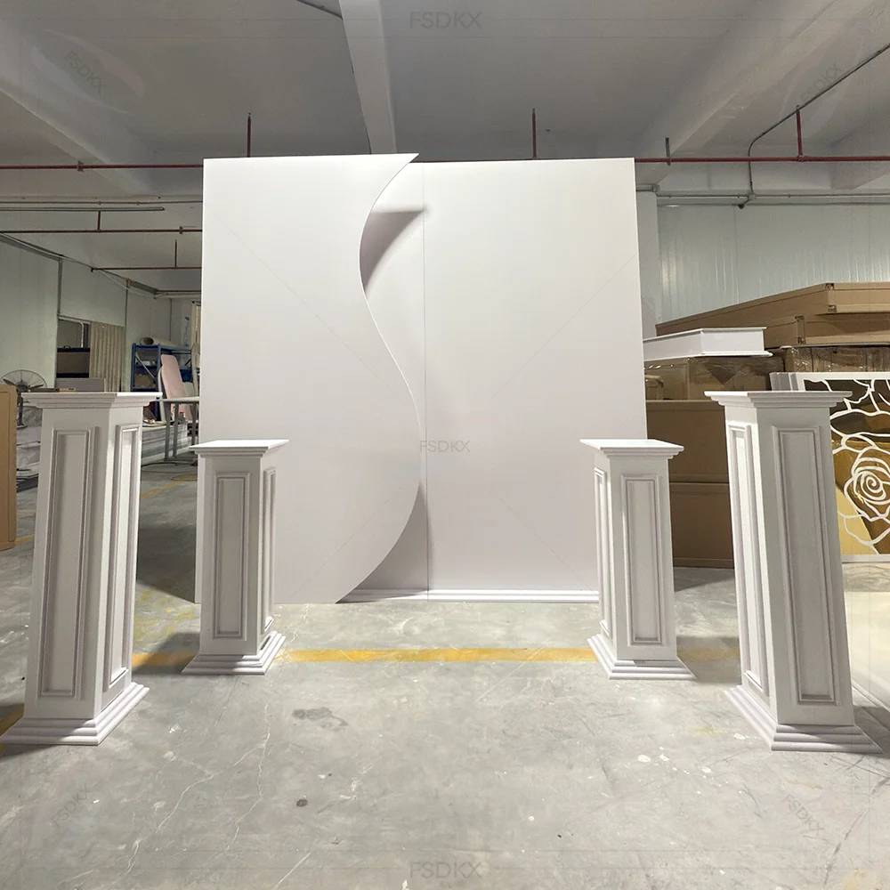 

FSDKX White PVC Backdrop Stands Party Decoration Wall Events Wedding Stage Backdrop Supplies